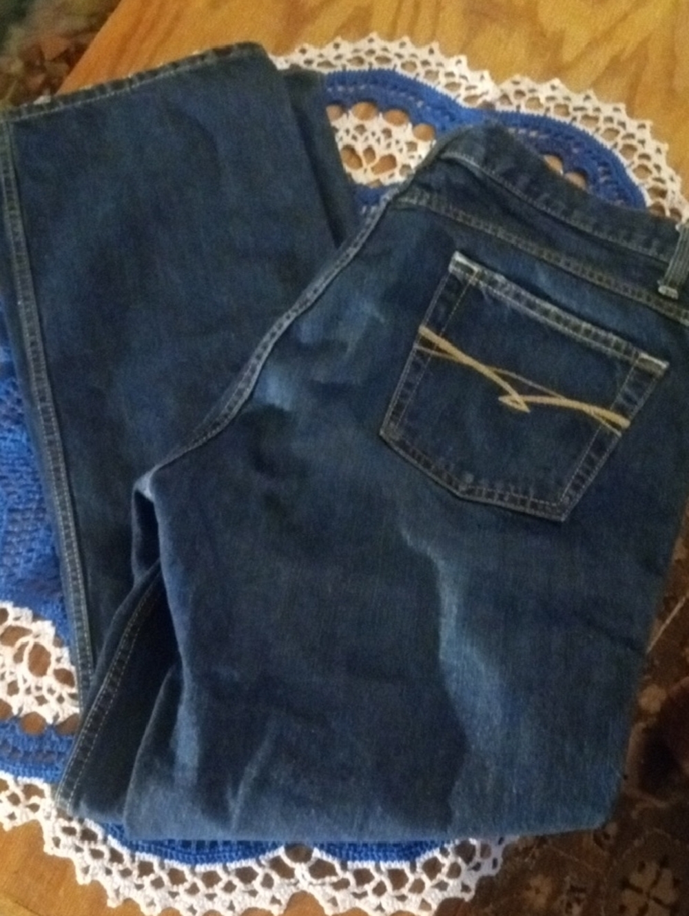 Cruel Girl Women's Relaxed Boot Cut Jeans in Deep Blue Denim
